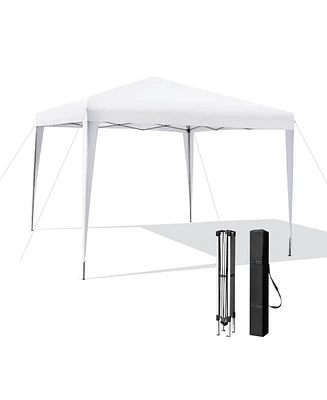 10 x 10 Feet Outdoor Pop-up Patio Canopy for Beach and Camp-White