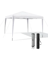 10 x 10 Feet Outdoor Pop-up Patio Canopy for Beach and Camp-White