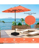13 Feet Double-Sided Patio Twin Table Umbrella with Crank Handle-Orange