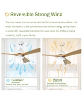 52" Ceiling Fan with Remote Control, 6 Speeds (White/Natural)