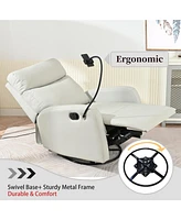 360° Swivel Rocking Recliner Chair with Padded Backrest for Nursery
