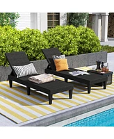 Outdoor Chaise Lounger Chair with Waterproof Rattan Textured Pp Surface and 330 lbs Capacity