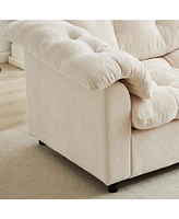 Chenille Deep Seat Sofa - Fluffy Cloud Comfort - Beige