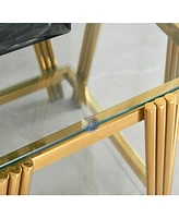 Gold Coffee Table Set, Glass Top, 2-Piece