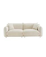Oversized White Sherpa Loveseat Sofa with Metal Legs