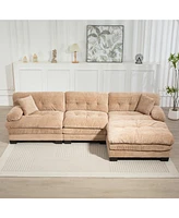 L-Shaped Sectional Sofa Sleeper Couch - Khaki