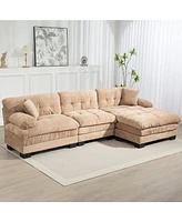 L-Shaped Sectional Sofa Sleeper Couch - Khaki