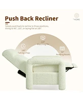 Beige Push Back Recliner with Adjustable Backrest