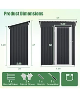 5 x 3 Feet Outdoor Storage Shed with Sloped Roof and Lockable Door-Gray