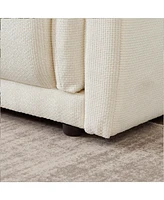 98.5" Beige Linen Sofa with Pillows