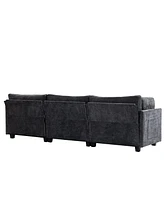 111.42x32.28" 3-Seater Chenille Sofa - Comfy, Cloud-Soft, with Side Pocket
