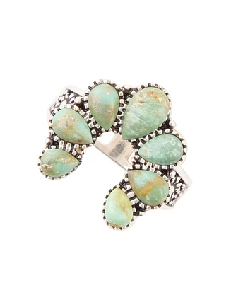 Barse Floral Blue Turquoise and Sterling Silver Ring