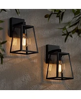Arrington Modern Rustic Outdoor Wall Lights Fixtures Set of 2 Tapering Black 10 3/4" Clear Glass for Exterior House Porch Patio Outside Deck Gara