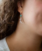 Barse Genuine Turquoise Magnesite and Sterling Silver Boot Charm Earrings
