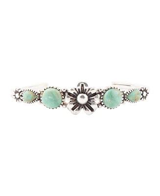 Barse Floral Blue Turquoise and Sterling Silver Cuff Bracelet