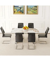 Pandora Sintered Stone Dining Set - Table & 6 Black Chairs