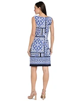 R & M Richards Women's Border Print Jacket and Necklace Dress Set