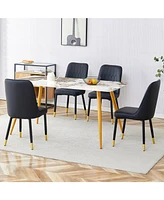 Sintered Stone Dining Set: White Marble Table & 4 Pu Chairs