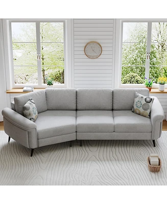 111" Curved Sofa with Pillows
