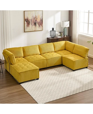 U-Shaped Modular Sectional Sofa with Reversible Chaise