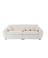 84" White Corduroy Sofa Couch
