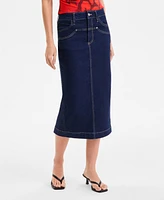 Bar Iii Women's Denim Midi Skirt, Exclusively at Macy's