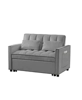 New Grey Velvet Loveseat Sofa Bed (7cm legs)