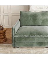 Corduroy Loveseat Sofa with Ottoman & 2 Cushions