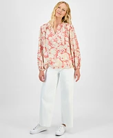 Nautica Jeans Women's Long Sleeve Floral Tunic Top