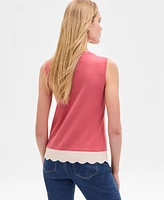 Nautica Jeans Women's Cotton Scalloped-Hem Tank Top