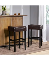 Luxurious Faux Leather Bar Stool with Sturdy Rubberwood Legs for Modern Dining