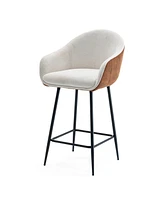 Modern Counter Height Bar Stools (26.5") with Cushioned Upholstery and Durable Metal Legs for Enhanced Home Decor (Brown