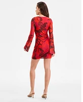 Bar Iii Women's Printed Mesh Mini Dress, Exclusively at Macy's