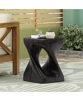 Twist Shape Side Table, Wood-like texture, Black Color