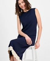 Nautica Jeans Women's Cotton Scalloped-Trim Sleeveless Dress