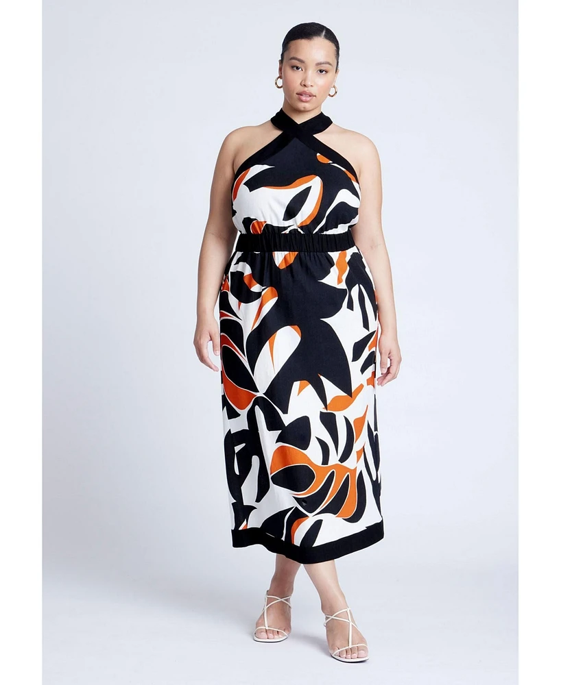 Eloquii Plus Halter Neck Printed Maxi Dress