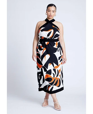 Eloquii Plus Halter Neck Printed Maxi Dress