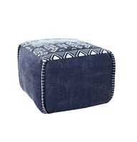 18" Blue 100% Cotton Ottoman
