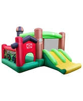 6-in-1 Inflatable Bounce House with Double Slides without Blower