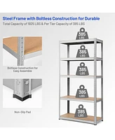 2 Pieces 5-Tier Metal Storage Shelves with Adjustable Shelves