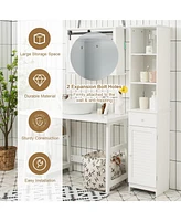 Bathroom Tall Freestanding Storage Cabinet with Open Shelves and Drawer
