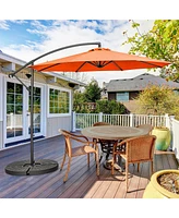 10 Feet Offset Umbrella with 8 Ribs Cantilever and Cross Base