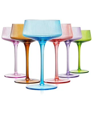 The Wine Savant Art Deco Modern Ribbed Cocktail Glasses, Set of 6