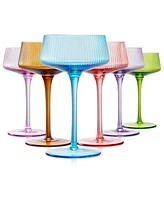 The Wine Savant Art Deco Modern Ribbed Cocktail Glasses, Set of 6