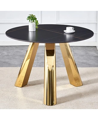 42" Gold & Granite Round Table - Seats 4-6