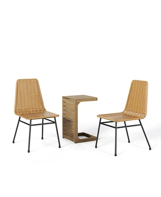 Light Brown Chair (Set of 2) and Dark Brown accent table