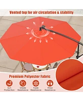 10 Feet Solar Offset Hanging Umbrella with 40 Lamp Beads and Solar Panel-Orange