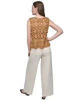Dkny Jeans Women's Crochet Scoop-Neck Cotton Top