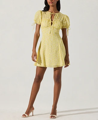 Astr the Label Women's Puff-Sleeve Bow-Detail Dress