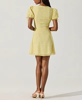 Astr the Label Women's Puff-Sleeve Bow-Detail Dress
